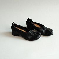 Vintage High-Heeled Toe-Separated Pumps - Black