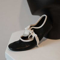 Lace-Up Ballet Flats -Red