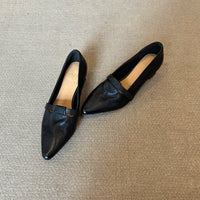 Retro Mid-Heel French-Style Pumps - Black