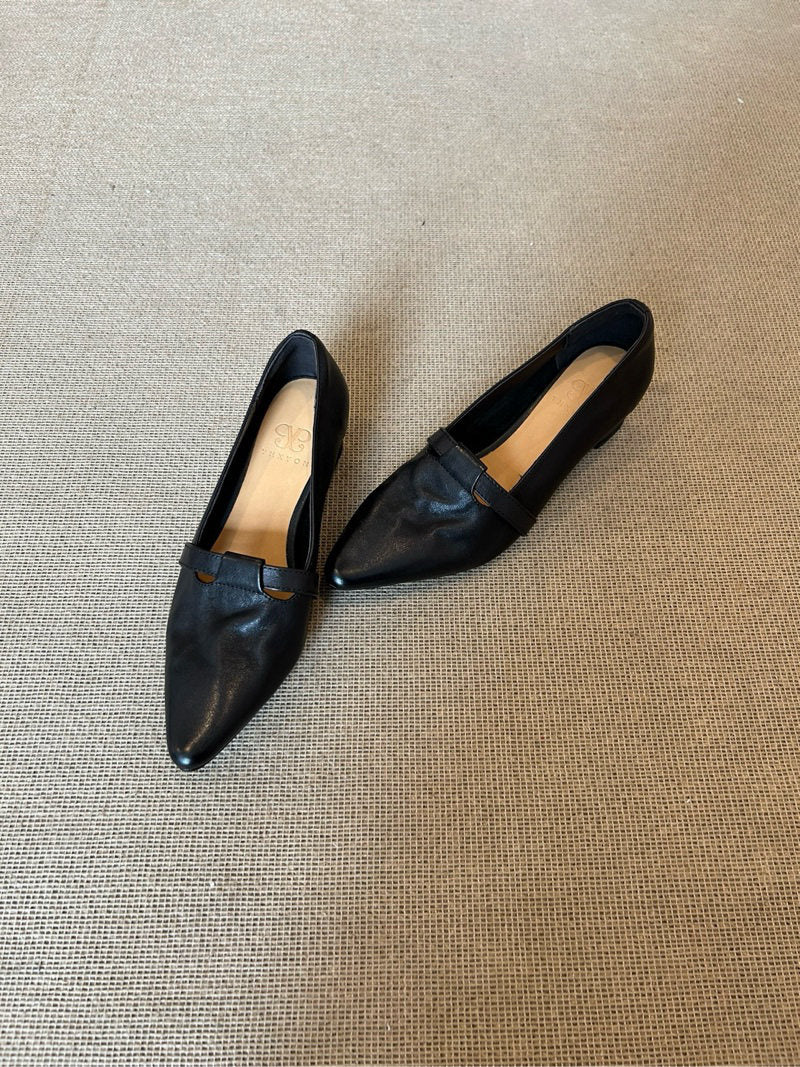 Retro Mid-Heel French-Style Pumps - Black
