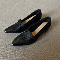 Retro Mid-Heel French-Style Pumps - Black