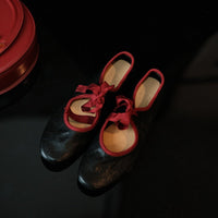 Lace-Up Ballet Flats -Red