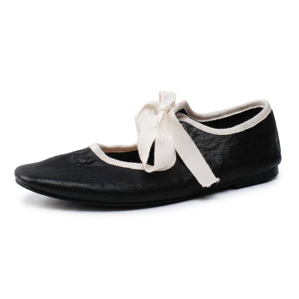 Lace-Up Ballet Flats -Red