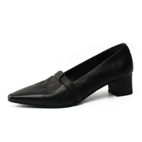 Retro Mid-Heel French-Style Pumps - Black