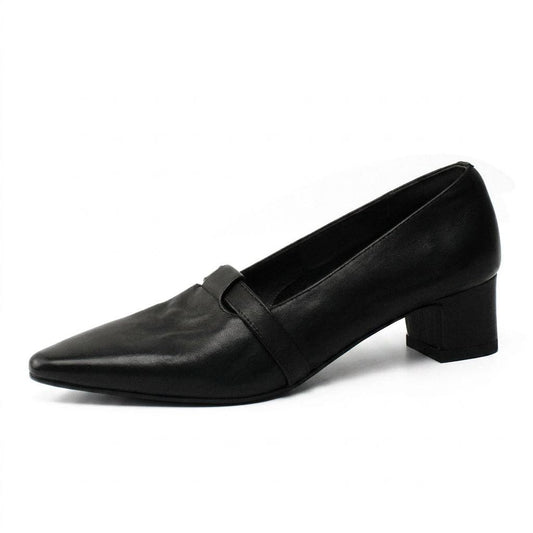 Retro Mid-Heel French-Style Pumps - Black