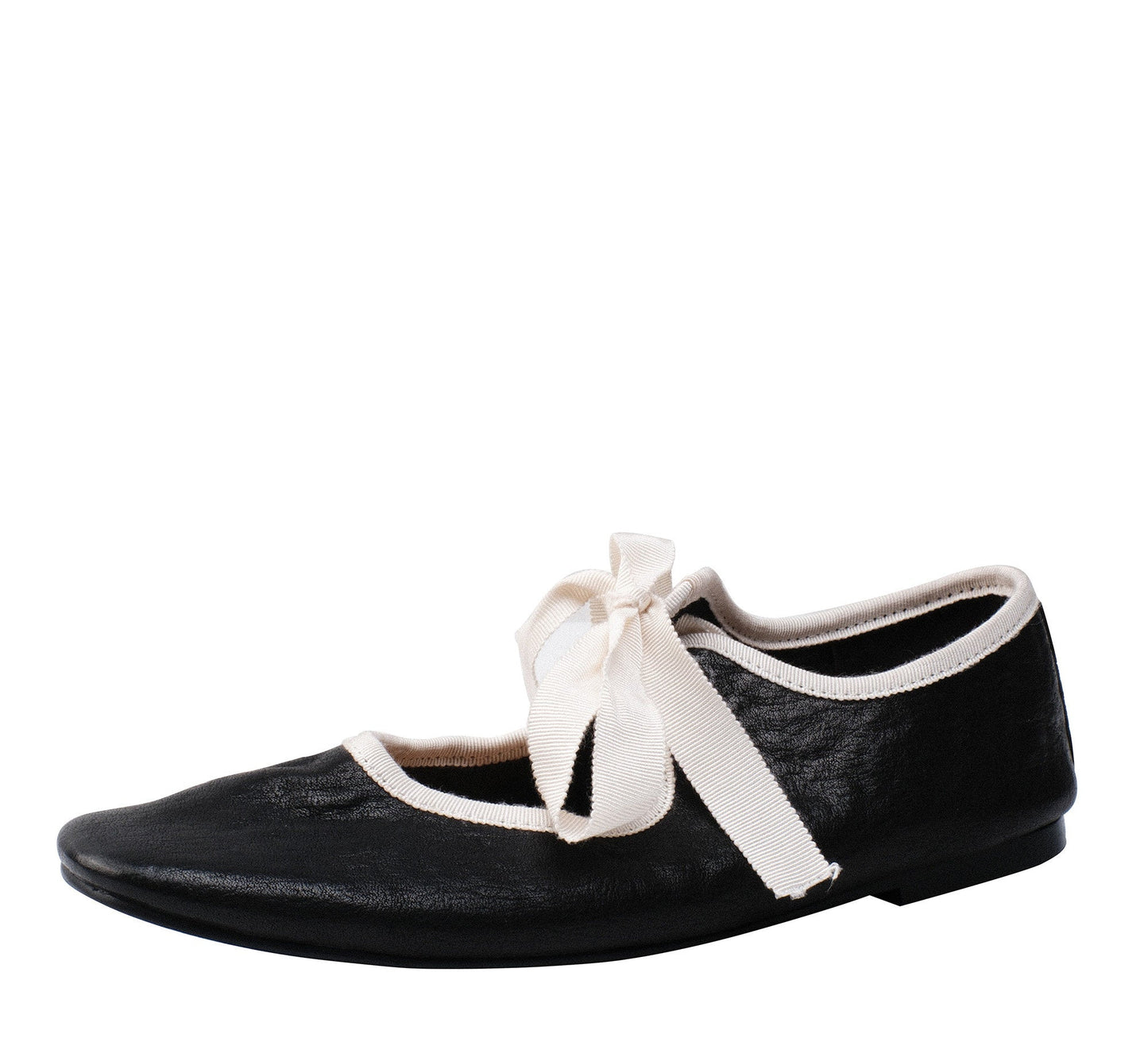 Lace-Up Ballet Flats -White