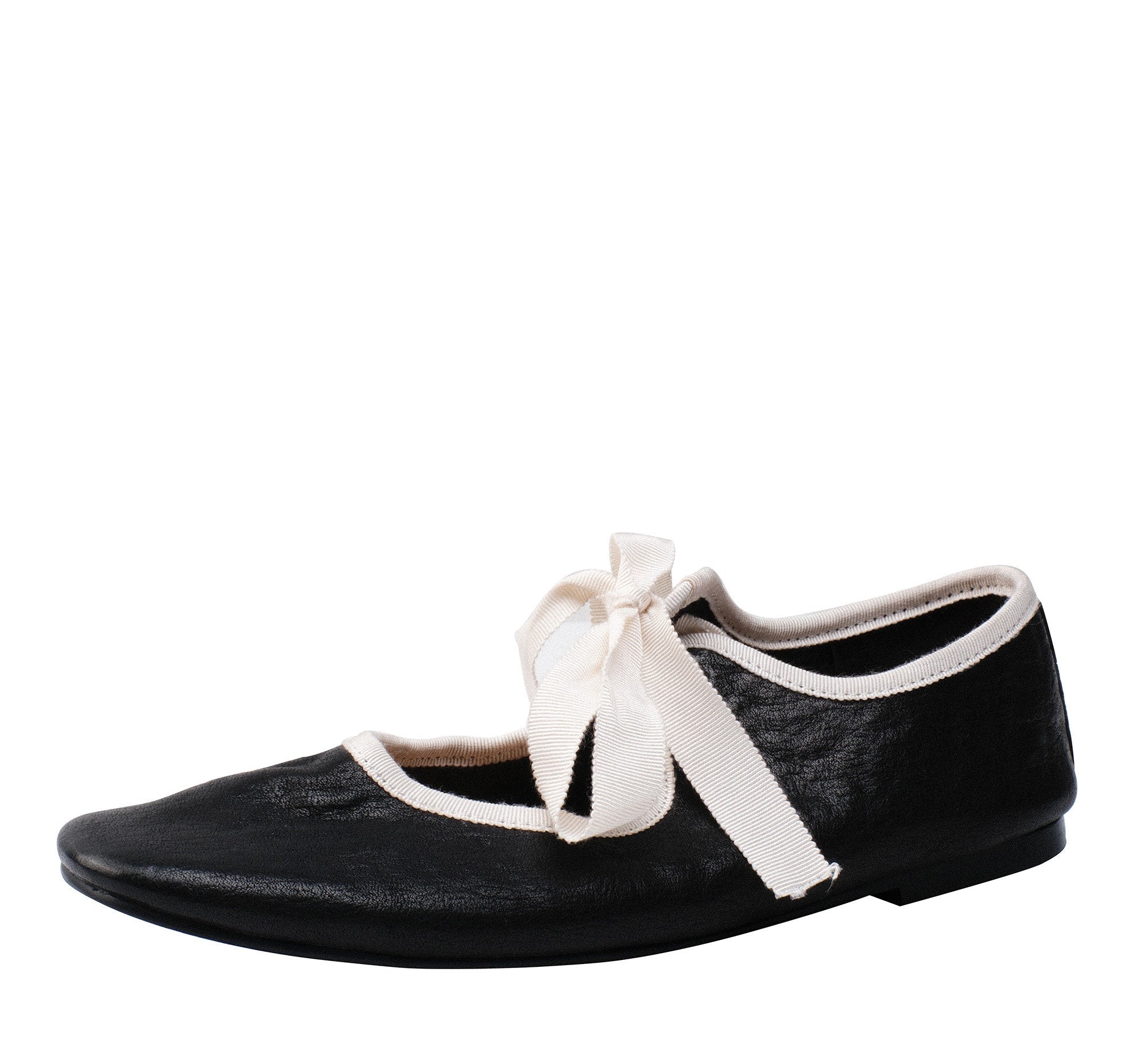 Lace-Up Ballet Flats -White