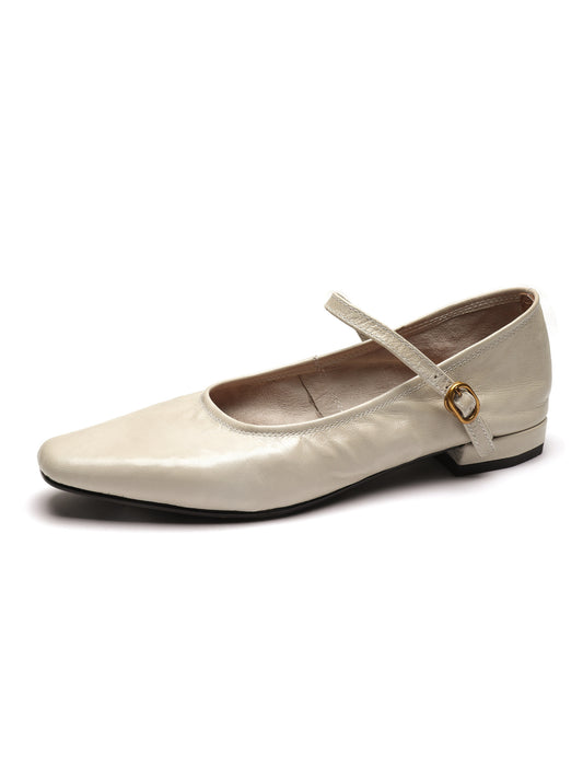 Low-Heeled Mary Jane -Beige