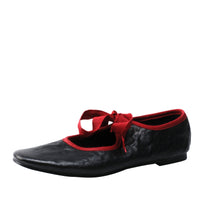 Lace-Up Ballet Flats -Red